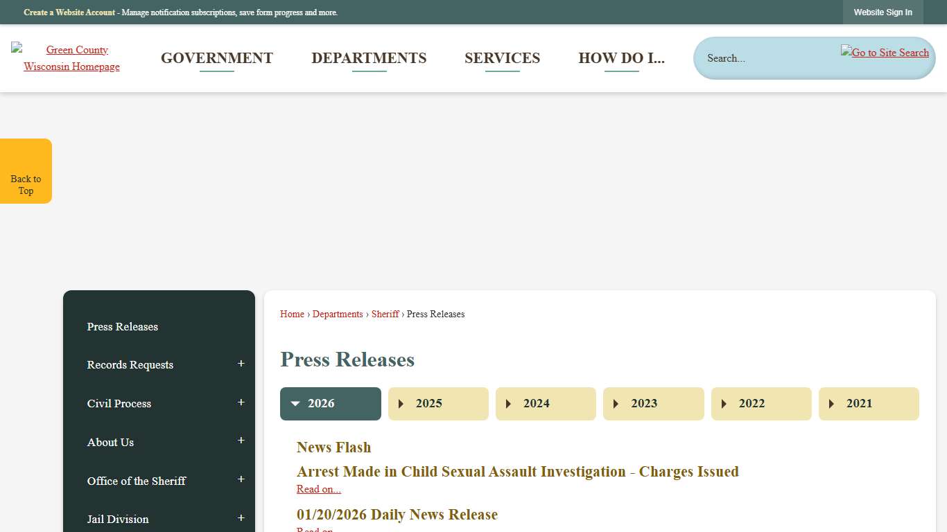 Press Releases | Green County, WI